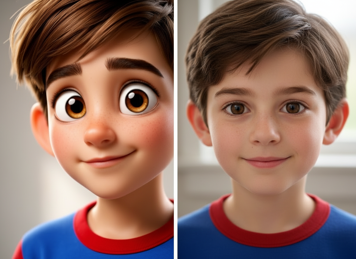 使用 AI 图片转照片将卡通图片转换为真实照片